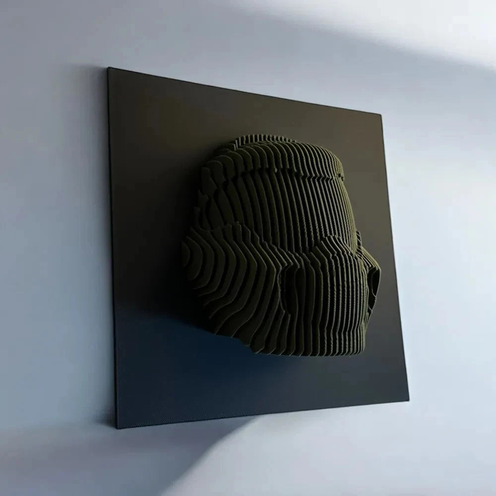 Abstract wall art with textured design on a dark background Doom gaming