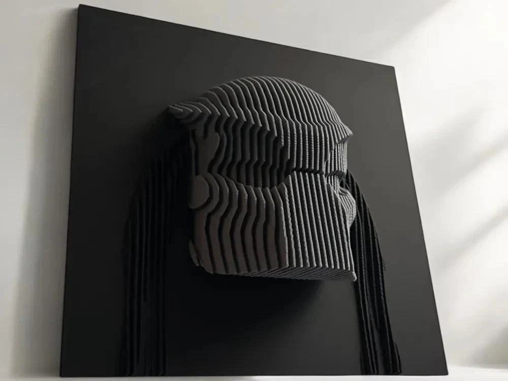 Predator Black 3D wall art of a helmet on a dark background