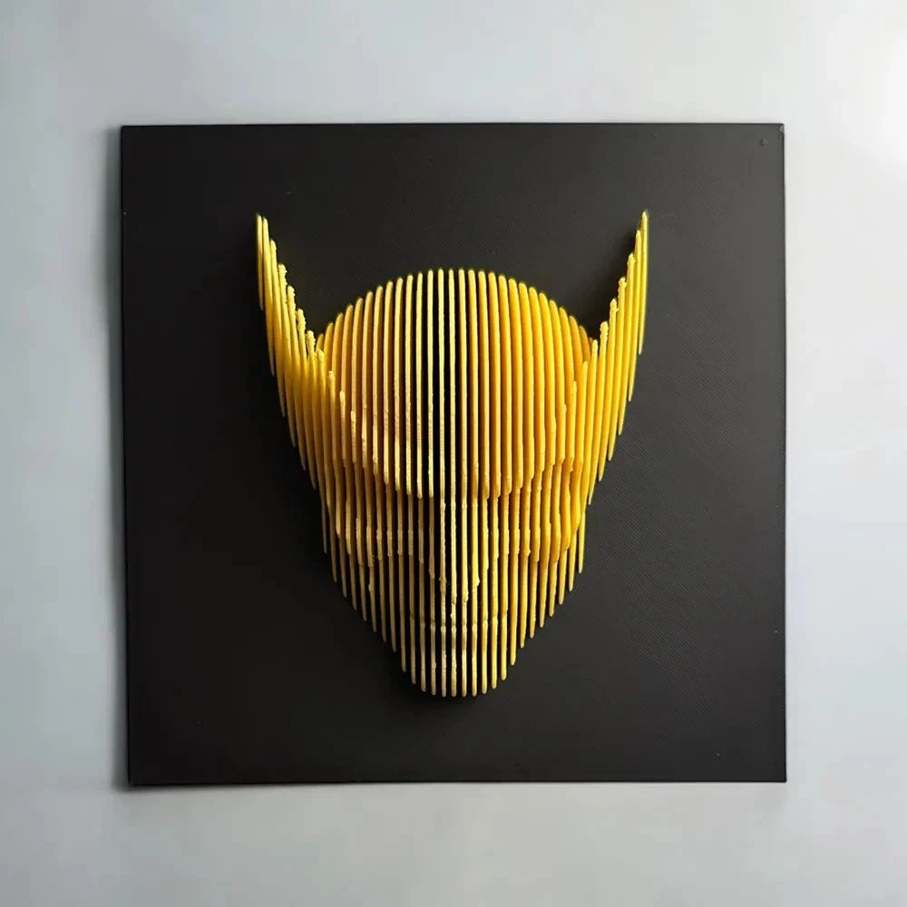 Wolverine Yellow 3D wall art on a black background