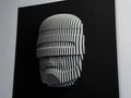 Robocop 3D paper sculpture of a face on a black background