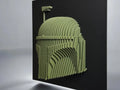 Boba Fett Green 3D helmet model on a black background