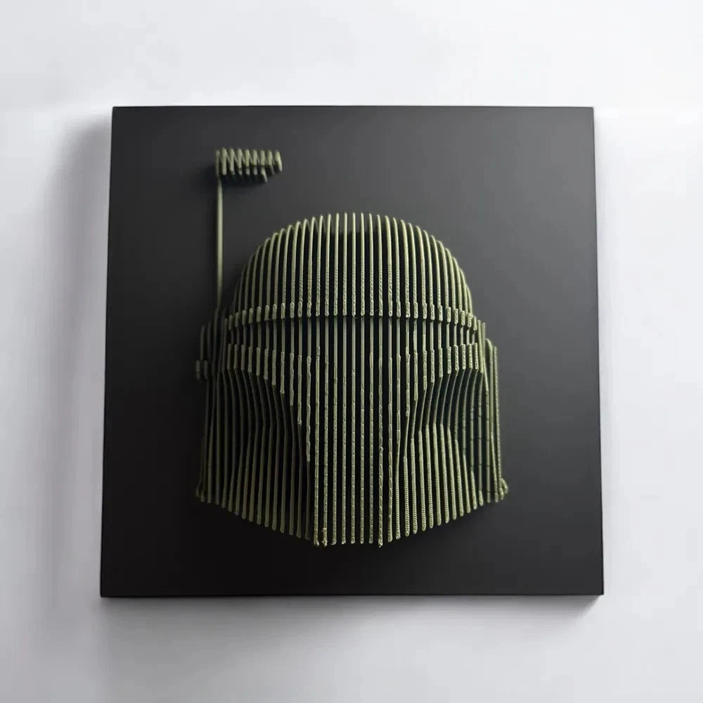 Boba Fett Green helmet on a black square background