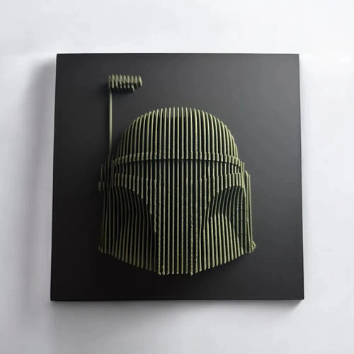 Boba Fett Green helmet on a black square background