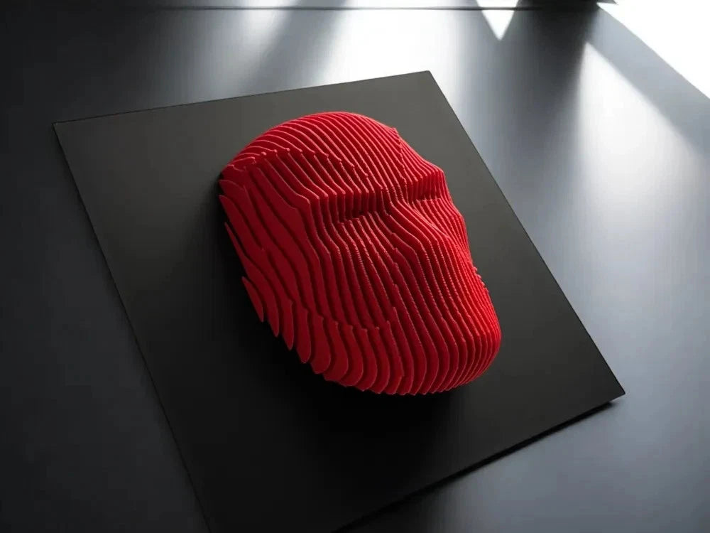 Deadpool Red textured object on a black surface