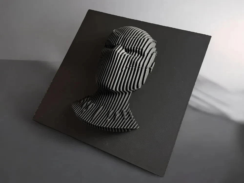 Black Panther Black and white abstract sculpture on a dark surface