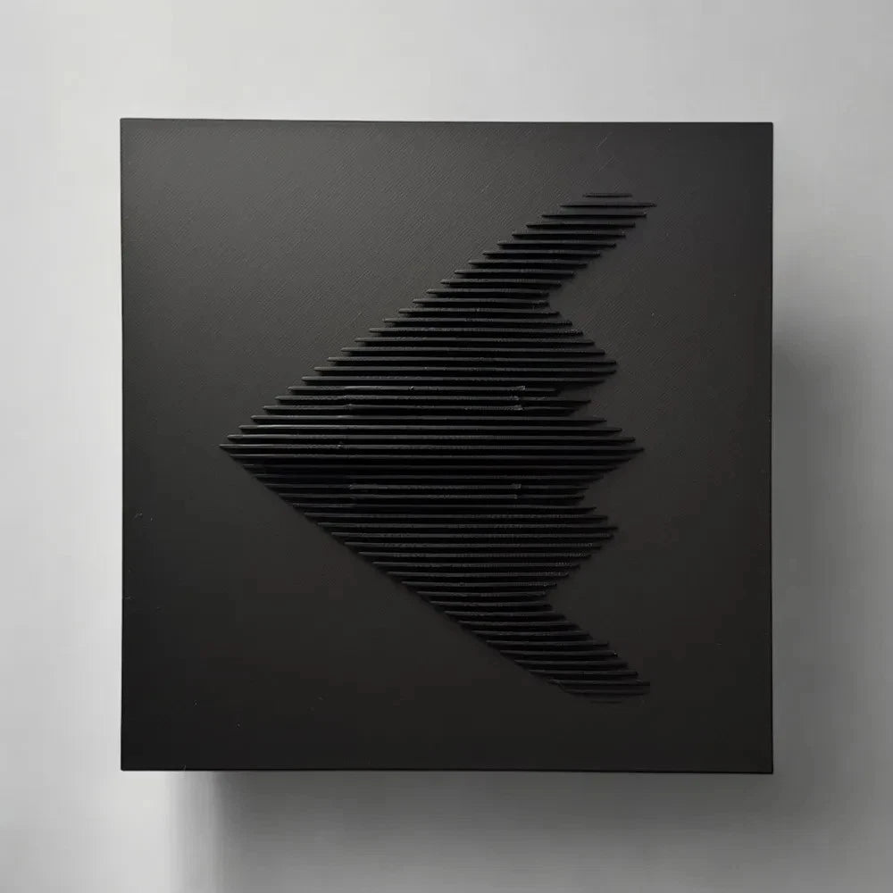 Northrop B-2 Stealth Bomber Black abstract art piece on a gray background