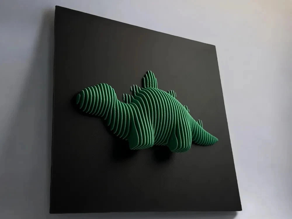 Stegosaur Green 3D crocodile sculpture on a black background