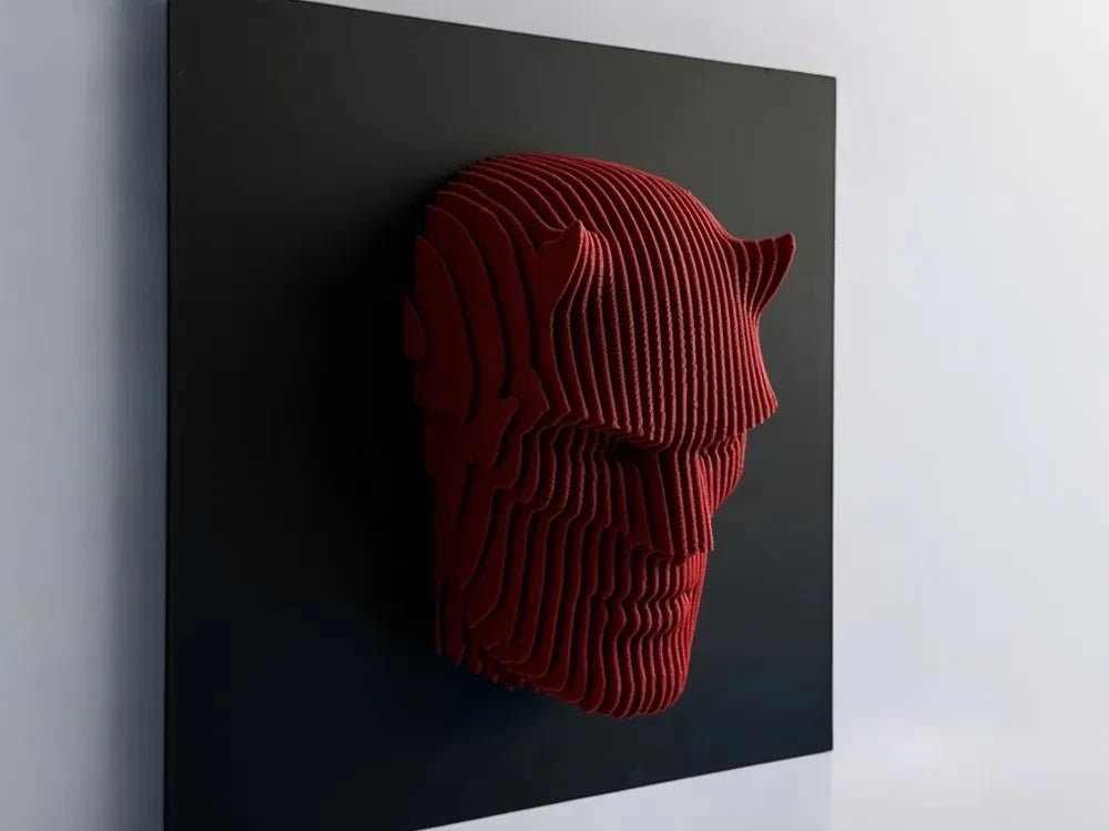Daredevil  Red 3D wall art of a bear head on a black background